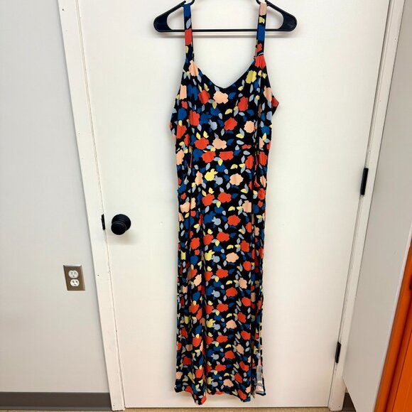 41 Hawthorn L Black Multicolor Abstract Beatriz Clean Maxi Dress with Slit - Picture 6 of 9